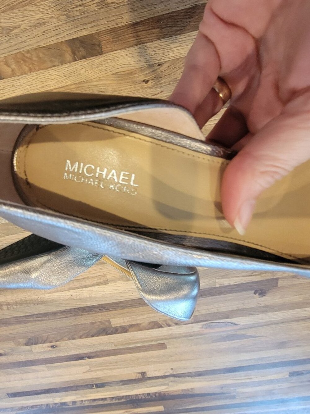 Michael Kors Metallic Leather High Heel Pointed Toe Pumps - Picture 9 of 15